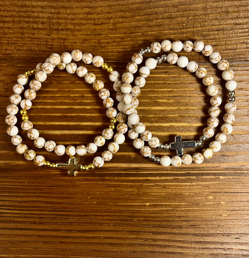 Handmade Stretch Beaded Rosary Bracelet