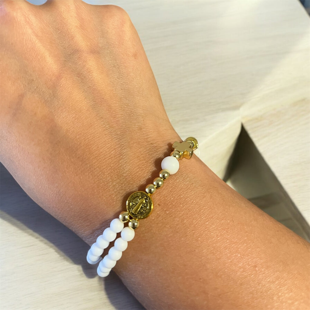 Handmade St Benedict Medal Beaded Full Rosary Bracelet