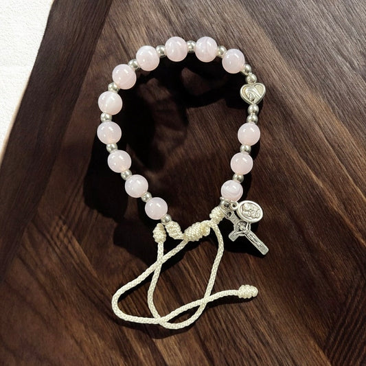 Handmade Beaded Rosary Bracelet – Adjustable 1-Decade | Saint Medal Rosary Bracelet | Catholic Gifts | Rosary Bracelet for Her or Him