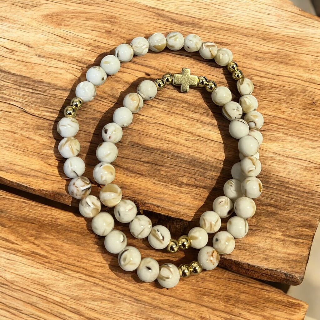 Handmade Stretch Beaded Rosary Bracelet