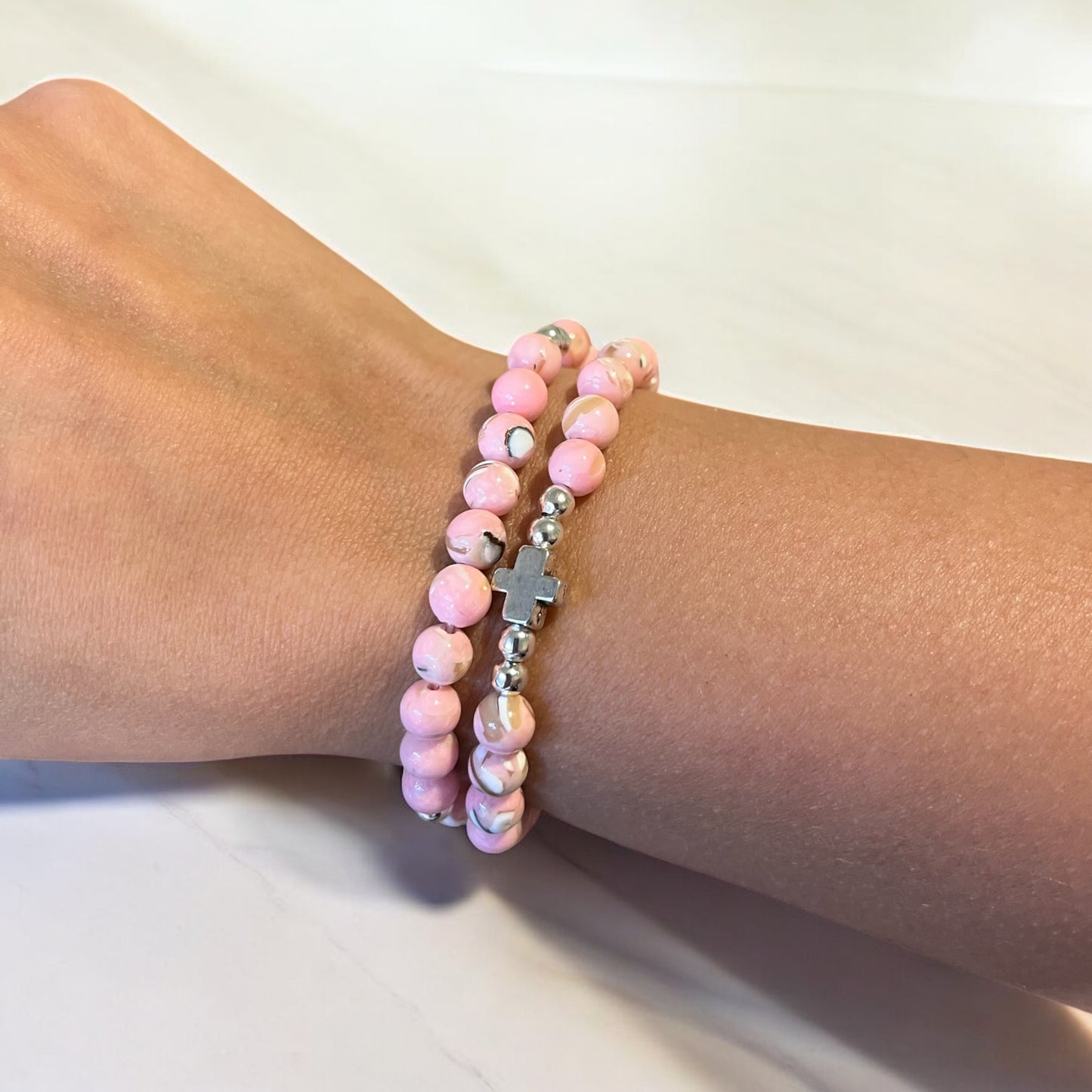 Handmade Stretch Beaded Rosary Bracelet, Colombian Elastic Rosary Bracelet, Catholic Gifts, Catholic Jewelry, Rosary Bracelet for Women
