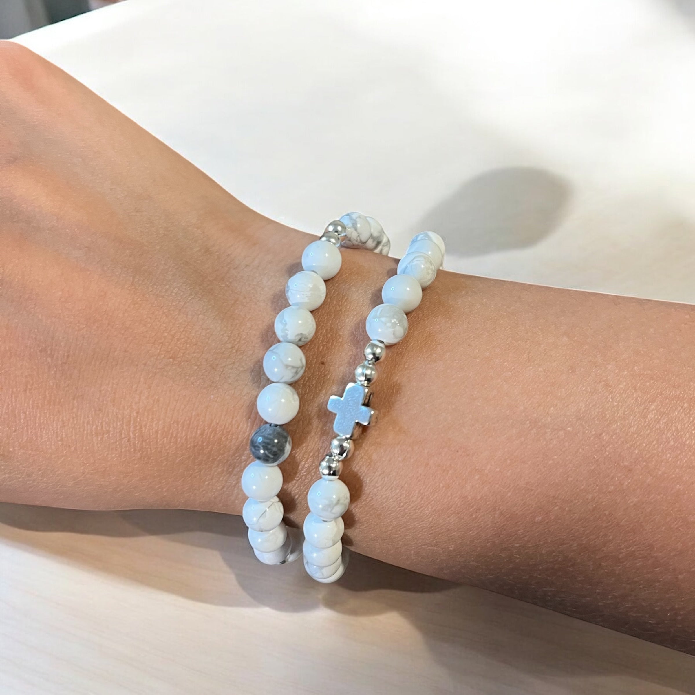 Handmade Stretch Beaded Rosary Bracelet